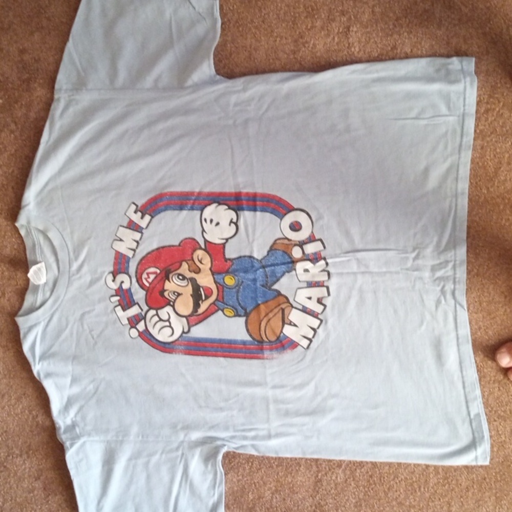 Pale blue it's me Mario super Mario t-shirt extra large